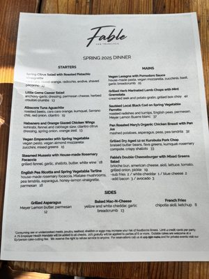 Menu photo 3 Fable San Francisco, CA