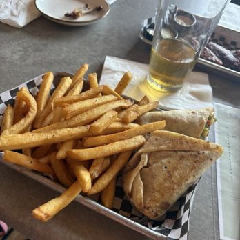 Rails & Ales Brew House - Philly Wrap with fries - Brewpubs Near Me - Georgetown, Indiana Rails & Ales Brew House - Philly Wrap with fries - Brewpubs Near Me - Georgetown, Indiana
