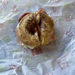 Corned beef on swirl bagel Corned beef on swirl bagel