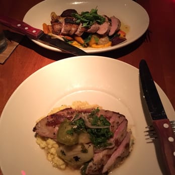Whiskey Cake - The pork brisket steak (medium) and the duck (medium) - New American Near Me - Plano, Texas Whiskey Cake - The pork brisket steak (medium) and the duck (medium) - New American Near Me - Plano, Texas