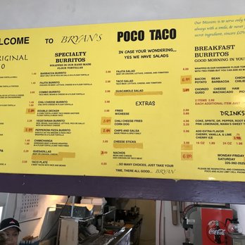 Bryan's Poco Taco - the menu - Mexican Near Me - Ozona, Texas