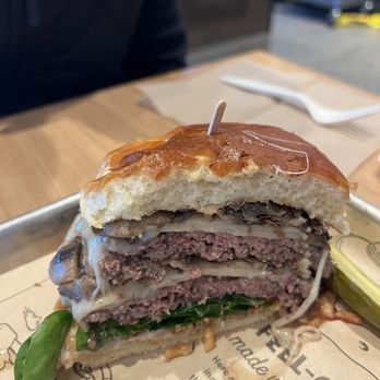 The Melt - DOUBLE SWISS & SHROOM MELTBURGER medium and cooked perfectly - Burgers Near Me - Sacramento, California The Melt - DOUBLE SWISS & SHROOM MELTBURGER medium and cooked perfectly - Burgers Near Me - Sacramento, California