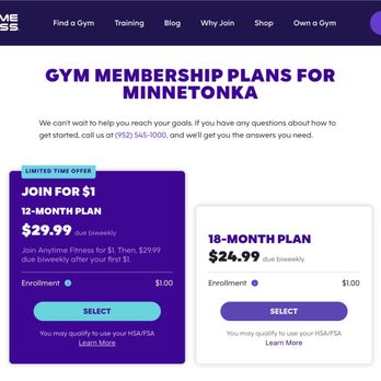 Anytime Fitness - Note that the advertised price is due biweekly, not monthly - Gyms Near Me - Minnetonka, Minnesota Anytime Fitness - Note that the advertised price is due biweekly, not monthly - Gyms Near Me - Minnetonka, Minnesota