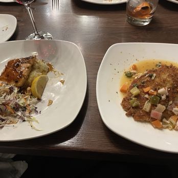 Cooper’s Hawk Winery & Restaurant - Soy Ginger Atlantic Salmon and Roasted Chicken Giardiniera - both half plates - Wine Bars Near Me - Morton Grove, Illinois Cooper’s Hawk Winery & Restaurant - Soy Ginger Atlantic Salmon and Roasted Chicken Giardiniera - both half plates - Wine Bars Near Me - Morton Grove, Illinois