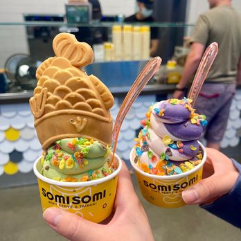 Somisomi - Matcha and Ube Swirl - Desserts Near Me - Cupertino, California Somisomi - Matcha and Ube Swirl - Desserts Near Me - Cupertino, California