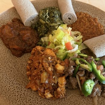 Gebeta Ethiopian Restaurant - Veggie Meat and Veggie Combo (I chose fish and beef) - Ethiopian Near Me - Portland, Oregon Gebeta Ethiopian Restaurant - Veggie Meat and Veggie Combo (I chose fish and beef) - Ethiopian Near Me - Portland, Oregon