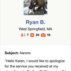 Aaron's - It's hard to take this gentleman seriously (given his use of props in the photo) but I do appreciate his concern.