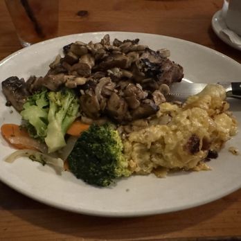 Stacy's Covered Bridge Restaurant - 12oz ribeye steak with garlic and mushrooms and agrarian potatoes - American Near Me - Cottage Grove, Oregon Stacy's Covered Bridge Restaurant - 12oz ribeye steak with garlic and mushrooms and agrarian potatoes - American Near Me - Cottage Grove, Oregon