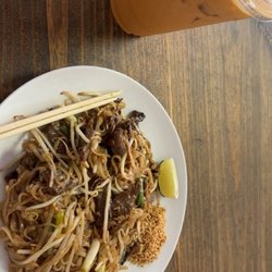Ordered Pad Thai and Thai iced tea for dine in both were .