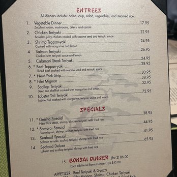 Bonsai Japanese Steakhouse - Entree menu - Steakhouses Near Me - Sandy, Utah