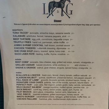 Legends Grille At Tryon International Equestrian Center - Dinner menu - New American Near Me - Mill Spring, North Carolina