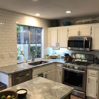 Rock-It Surfaces - Super White Leathered Marble with subway tile backsplash. - Countertop Installation Near Me - San Marcos, California Rock-It Surfaces - Super White Leathered Marble with subway tile backsplash. - Countertop Installation Near Me - San Marcos, California