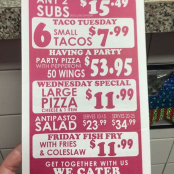 Avenue Pizza & Submarine Take Out - Here is the back of the menu with the daily specials on it . - Pizza Near Me - Buffalo, New York Avenue Pizza & Submarine Take Out - Here is the back of the menu with the daily specials on it . - Pizza Near Me - Buffalo, New York