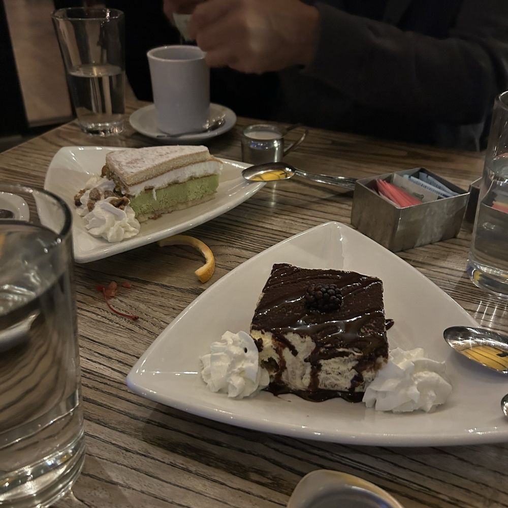 Perche’ No Italian Bistro - Our deserts, Tiramisu and Pistachio pie, enjoyed with fresh coffee. - Italian Near Me - Tucson, Arizona Perche’ No Italian Bistro - Our deserts, Tiramisu and Pistachio pie, enjoyed with fresh coffee. - Italian Near Me - Tucson, Arizona