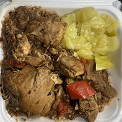VIP Wings - Brown Stew Chicken Cabbage Rice & Beans Beef Pattie Coco Bread