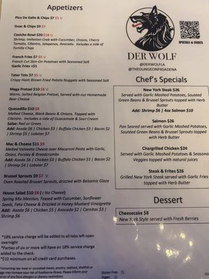 Menu photo 2 Der Wolf Pasadena, CA Menu photo 2 Der Wolf Pasadena, CA