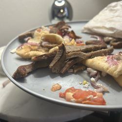 George Burgers - Gyro Sandwich (Partial). This should be thin, but looks like thick carne asada or somethin.