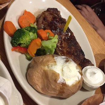 Maddox Ranch House - New York steak. Side of bake potato and veggies - Steakhouses Near Me - Perry, Utah