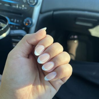 Fendii Nails & Spa - Almond Manicure with thin French tips - Nail Salons Near Me - Spokane Valley, Washington
