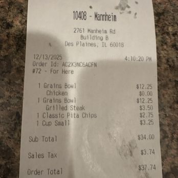 CAVA - The damage. - Mediterranean Near Me - Des Plaines, Illinois