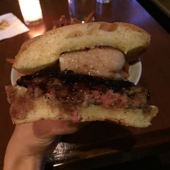 Tavern Law - Medium rare burger with pork belly - Cocktail Bars Near Me - Seattle, Washington Tavern Law - Medium rare burger with pork belly - Cocktail Bars Near Me - Seattle, Washington