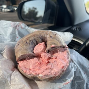 NY Bagel Cafe - Blueberry bagel with strawberry cream cheese - Breakfast & Brunch Near Me - Virginia Beach, Virginia NY Bagel Cafe - Blueberry bagel with strawberry cream cheese - Breakfast & Brunch Near Me - Virginia Beach, Virginia