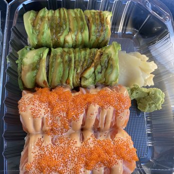 Sen Dai Sushi - Caterpillar Roll (top), Happy Blossom Roll (bottom) - Japanese Near Me - Milpitas, California Sen Dai Sushi - Caterpillar Roll (top), Happy Blossom Roll (bottom) - Japanese Near Me - Milpitas, California