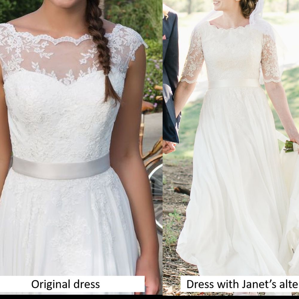Janet Ghilarducci - The 1/2 length sleeves of lace I had her add were so pretty! - Sewing & Alterations Near Me - San Carlos, California Janet Ghilarducci - The 1/2 length sleeves of lace I had her add were so pretty! - Sewing & Alterations Near Me - San Carlos, California