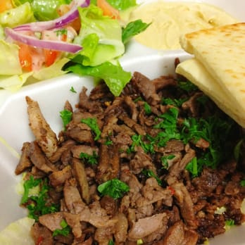 Manna Mediterranean - Shawarma plate with salad, hummus and pita. Delicious! - Greek Near Me - Henderson, Nevada