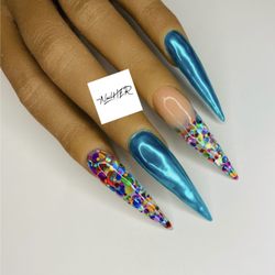The NailHER - Extreme long ecapsulated acrylic nails with chrome.