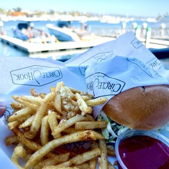 Circle Hook Fish - Fish burger with fries - Seafood Near Me - Newport Beach, California