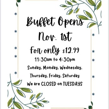 China House - Picture which states when the buffet is open - Chinese Near Me - White Oak, Pennsylvania China House - Picture which states when the buffet is open - Chinese Near Me - White Oak, Pennsylvania