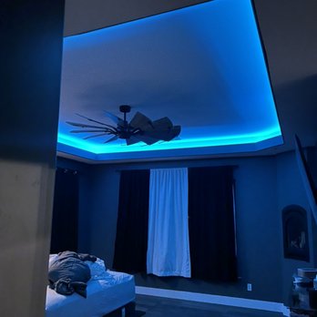 3Js Electric - Color changing lights and ceiling fan installed in the master bedroom - Electricians Near Me