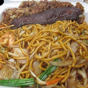 Yang  Yang  Kitchen - plate of noodles and meat - Chinese Near Me - Nashua, New Hampshire