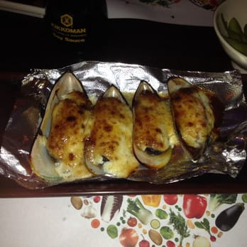 Oishii Sushi - Baked mussels part of AYCE. 2 mussels come per one order - Sushi Bars Near Me - Riverside, California Oishii Sushi - Baked mussels part of AYCE. 2 mussels come per one order - Sushi Bars Near Me - Riverside, California