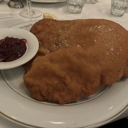 Wiener schnitzel. Super gross dry and nasty.