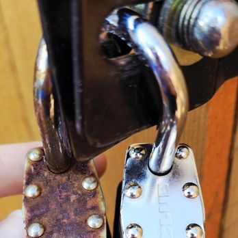 JJ Construction - This compares the original lock that was filled with concrete and the new lock we have to use instead. - Decks & Railing Near Me - Willis , Texas