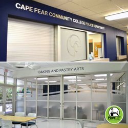 Port City Signs and Graphics - Frosted cut vunyl lettering at Cape Fear Community College