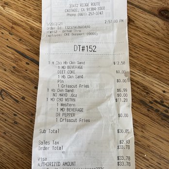 Carl's Jr - Proof of what this garbage cost. - Burgers Near Me - Castaic, California