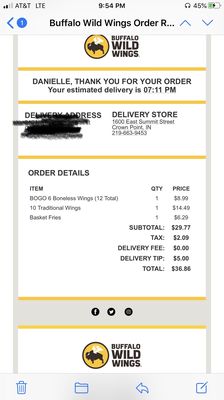Menu photo 1 Buffalo Wild Wings Crown Point, IN