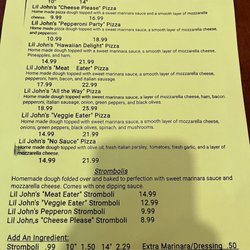 Lil John's Pizzeria - Menu