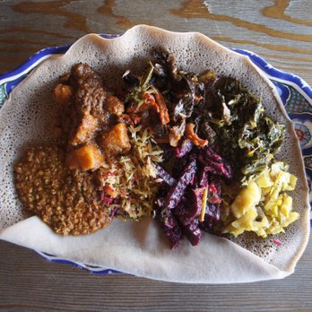 Geez - Shared vegetable platter ($21.99) - Ethiopian Near Me - Calgary, Alberta