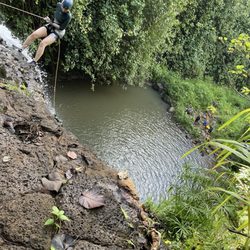 Da Life Outdoors - A view from the top of the 60 foot waterfall down to our tour group!