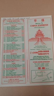 Menu photo 1 China Express Winston Salem, NC