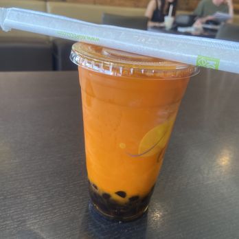 Cha For Tea - Long Beach - Thai tea boba (large) with 2 pumps (personally I'd get 1 pump next time). Typically comes with 3-4 pumps. - Coffee & Tea Near Me - Long Beach, California Cha For Tea - Long Beach - Thai tea boba (large) with 2 pumps (personally I'd get 1 pump next time). Typically comes with 3-4 pumps. - Coffee & Tea Near Me - Long Beach, California