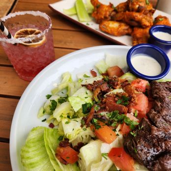 The Lab Collaborative - Wedge salad with flank steak, hibiscus margarita, and hot wings - New American Near Me - Oceanside, California The Lab Collaborative - Wedge salad with flank steak, hibiscus margarita, and hot wings - New American Near Me - Oceanside, California
