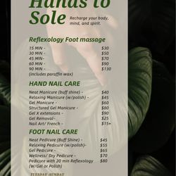 Hands to Sole - Menu