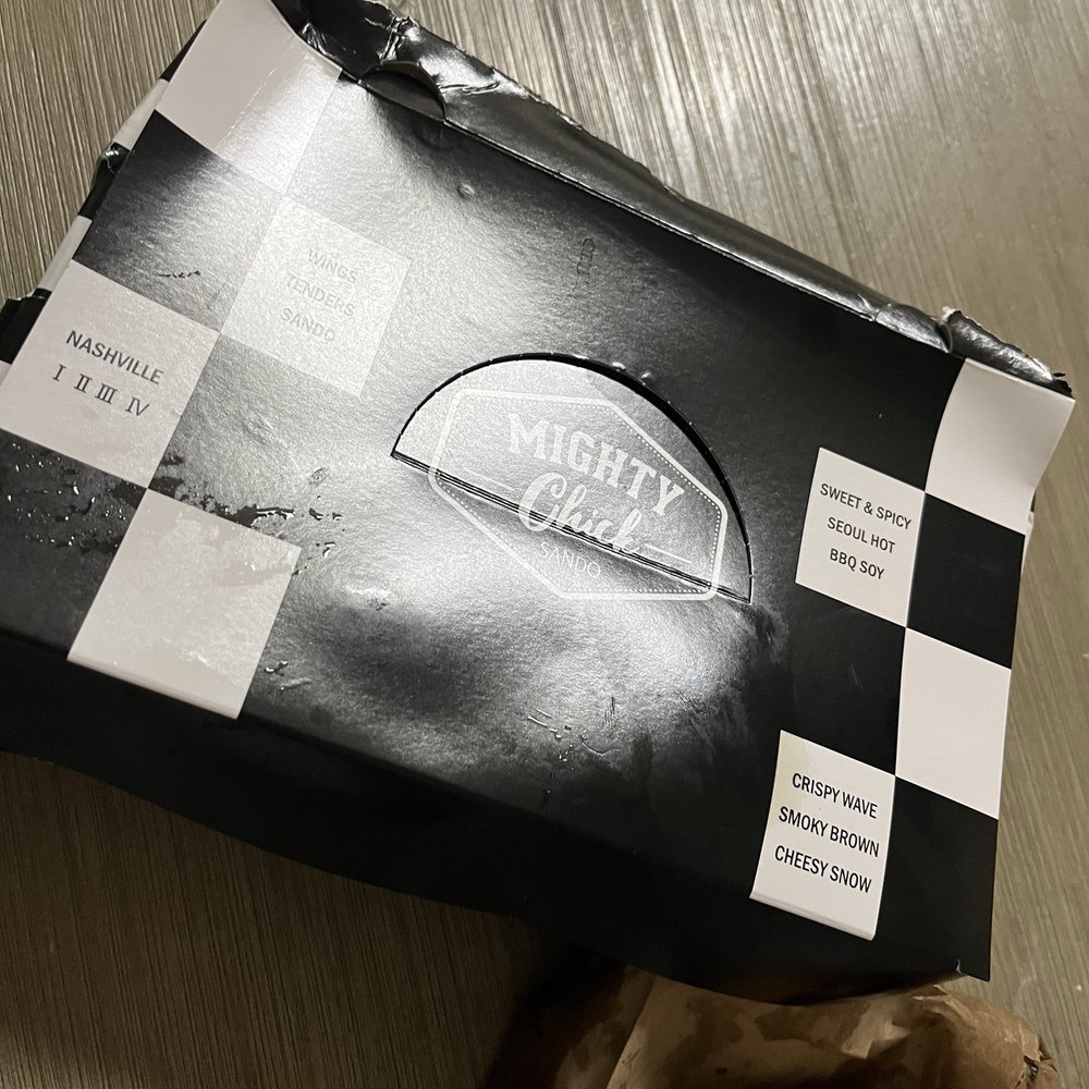 Box that the "cheesy" snowflake wings came in. No check mark.