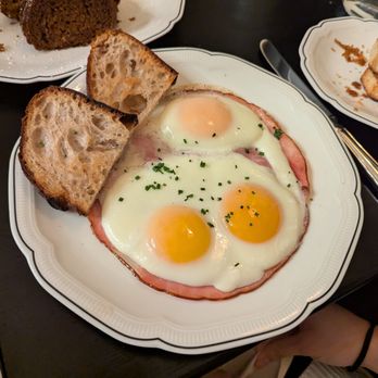 Koloman - Three eggs (sunny up) with ham - Austrian Near Me - New York, New York Koloman - Three eggs (sunny up) with ham - Austrian Near Me - New York, New York