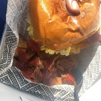 Coffee Commissary - Bacon jam sammich on brio-shay bun. I substituted the cheddar for the havarti cheese. Life affirming. - Coffee & Tea Near Me - Burbank, California